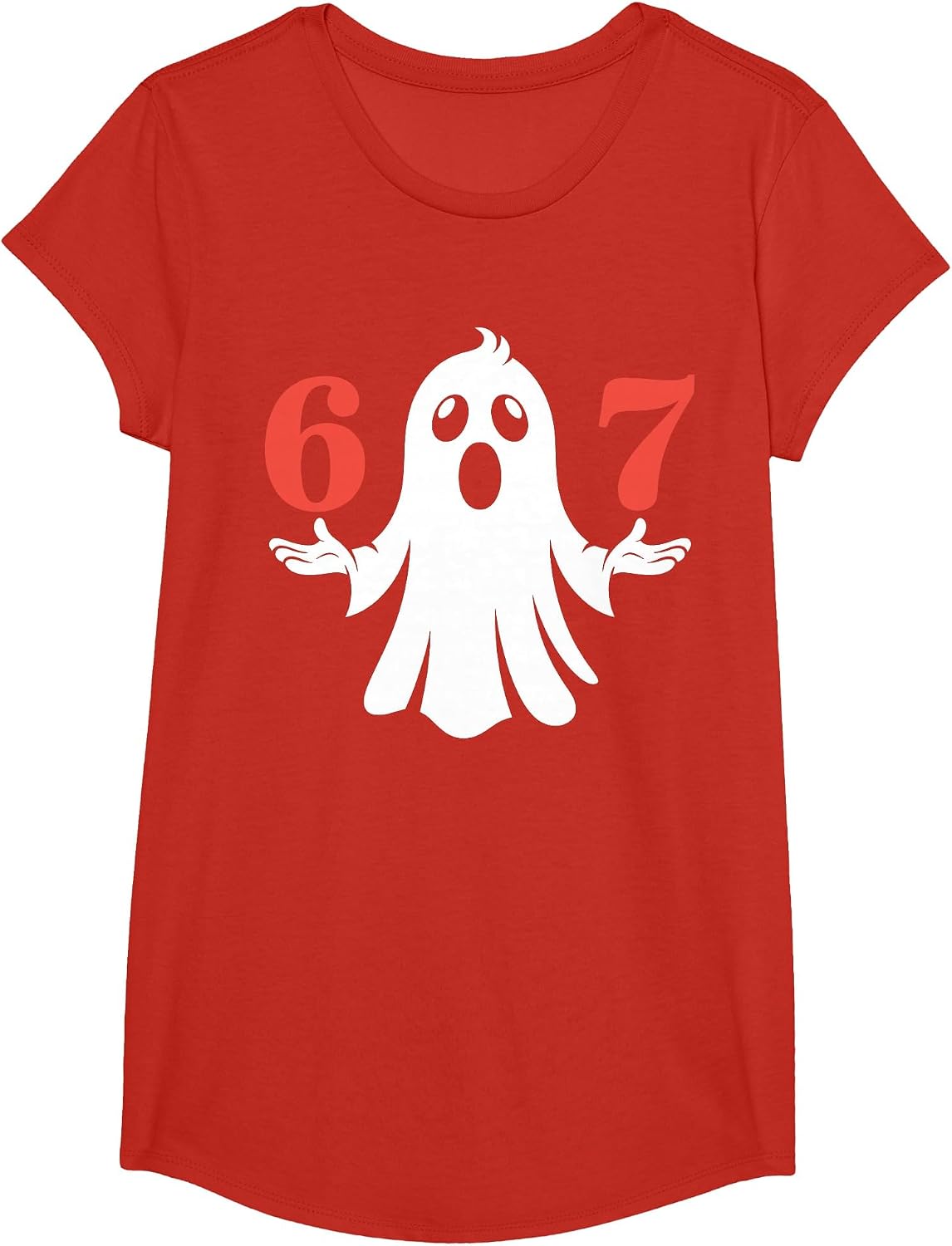 Six Seven Meme 6 7 Halloween Ghost Costume T-Shirt - Girls Red