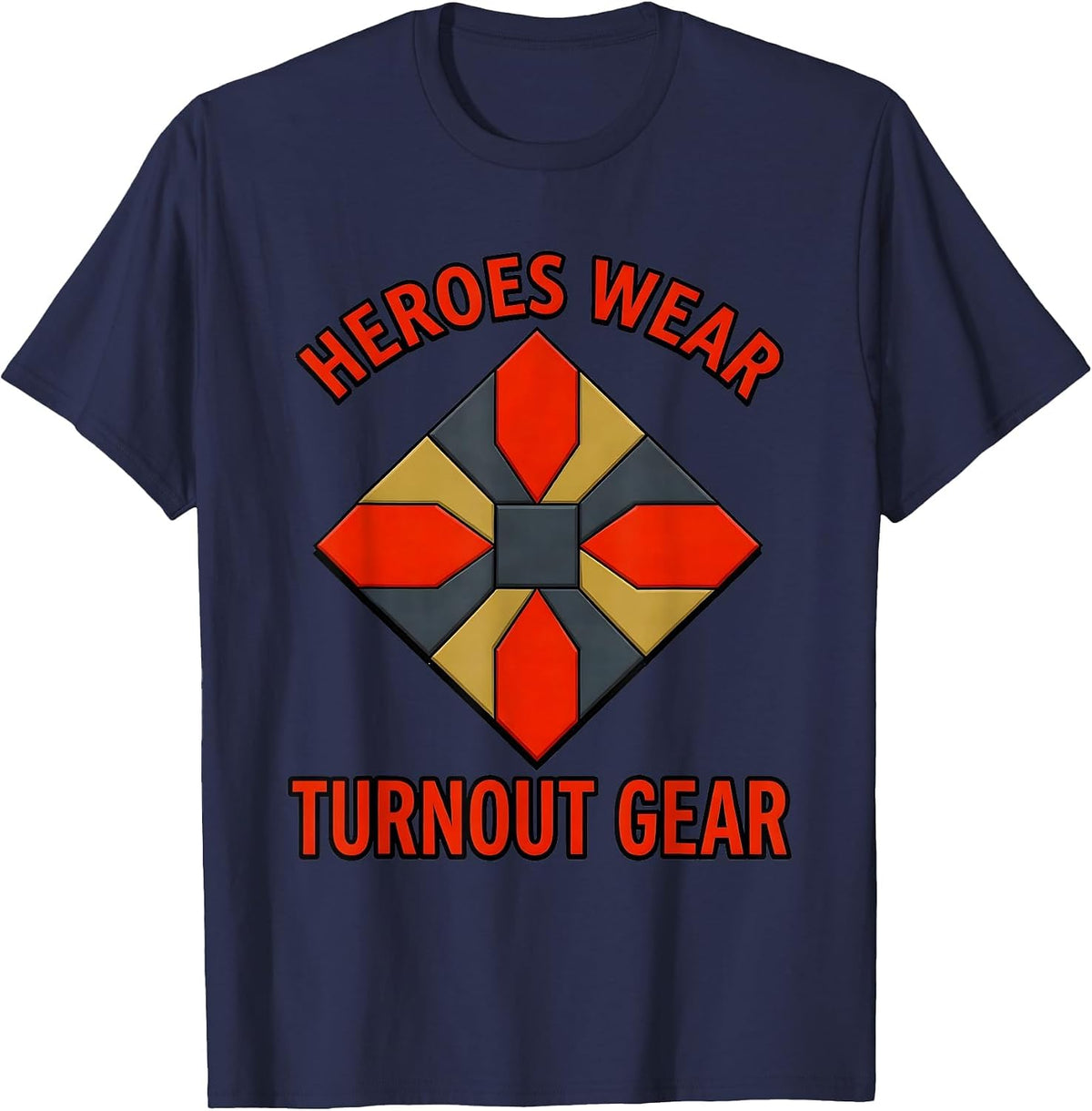 Heroes Wear Turnout Gear Firefighter Design T-Shirt - Navy Blue