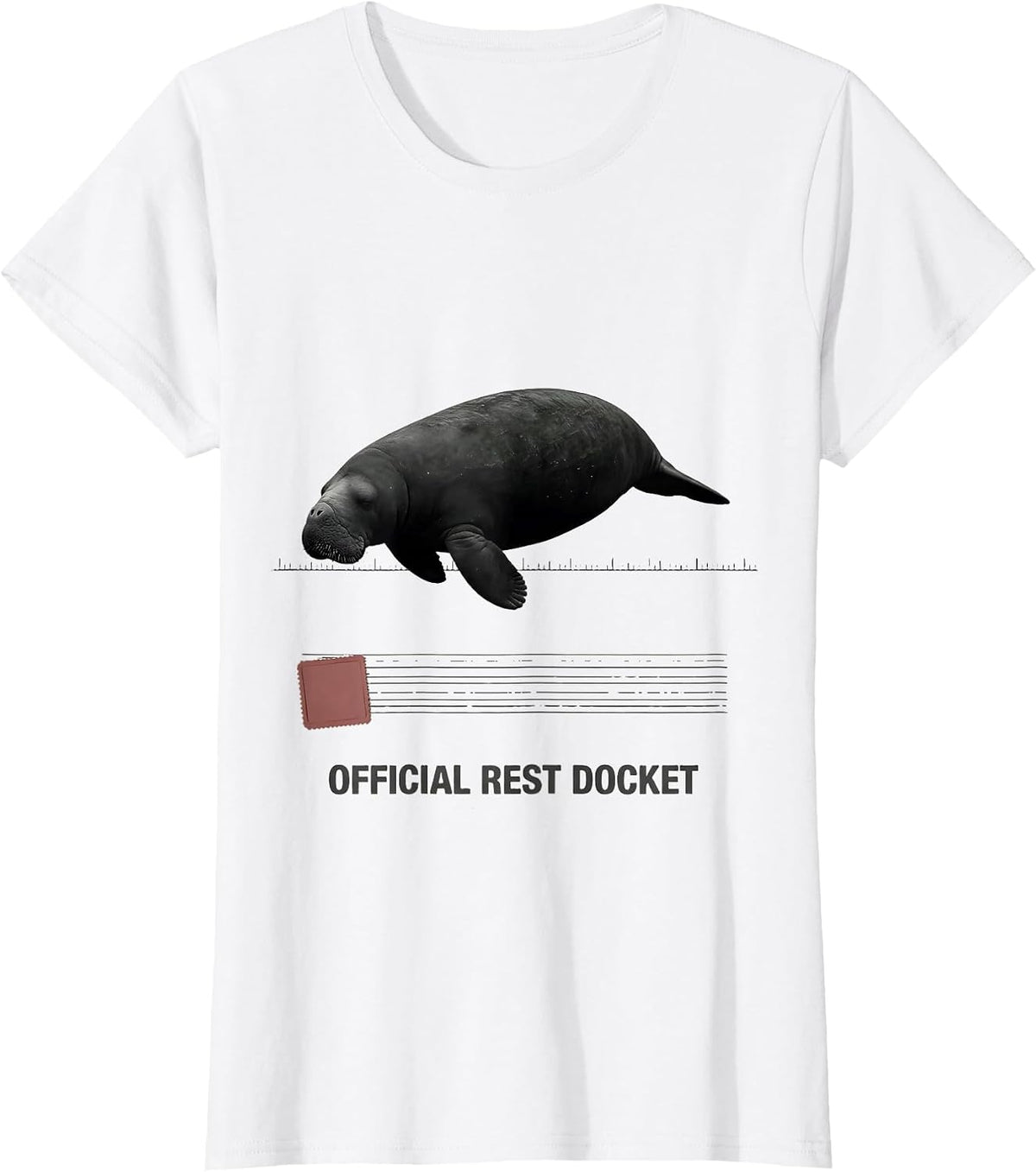 Women's Official Rest Docket Minimalist Manatee Sea Cow Wildlife T-Shirt - White