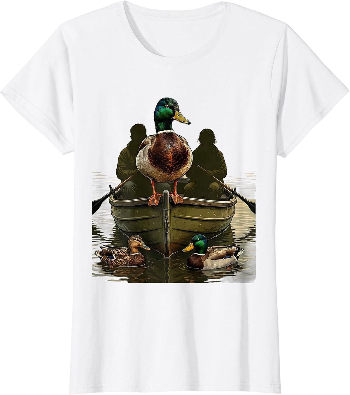 Mallard Drake Hunting Boat Duck Hunter Family Pride T-Shirt - White
