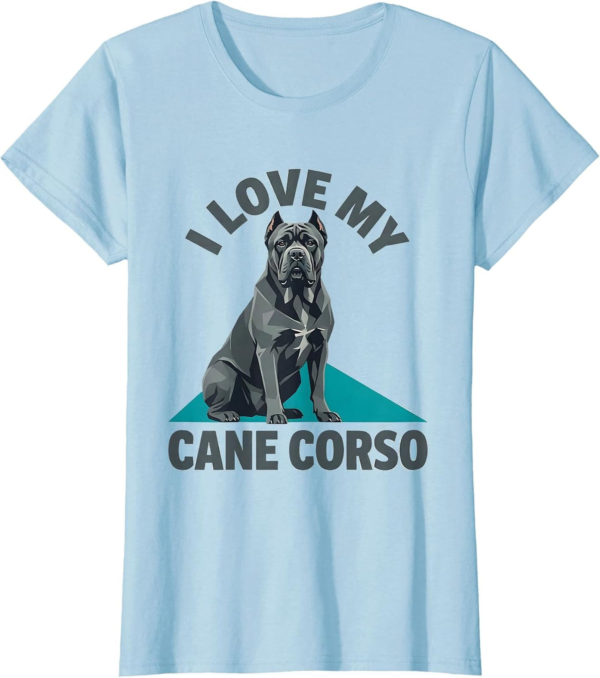 I Love My Cane Corso Flat Vector Dog Lover Pet Owner Pride T-Shirt - Baby Blue