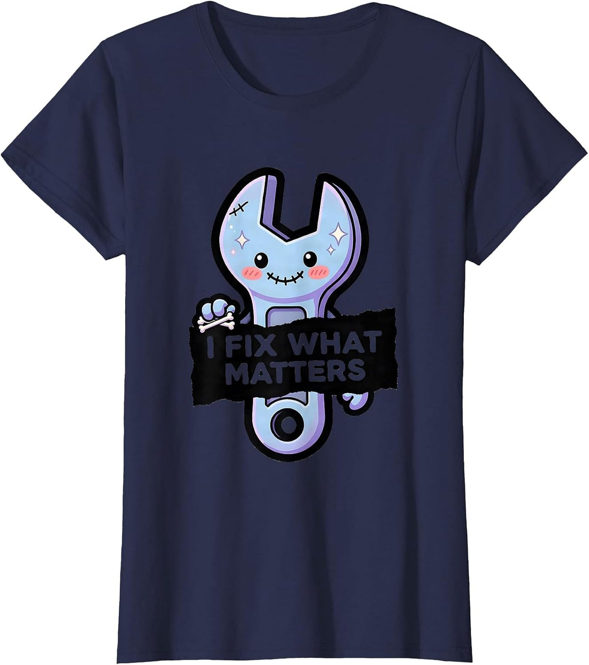 Women's I Fix What Matters Blue Collar Worker Design T-Shirt - Navy Blue