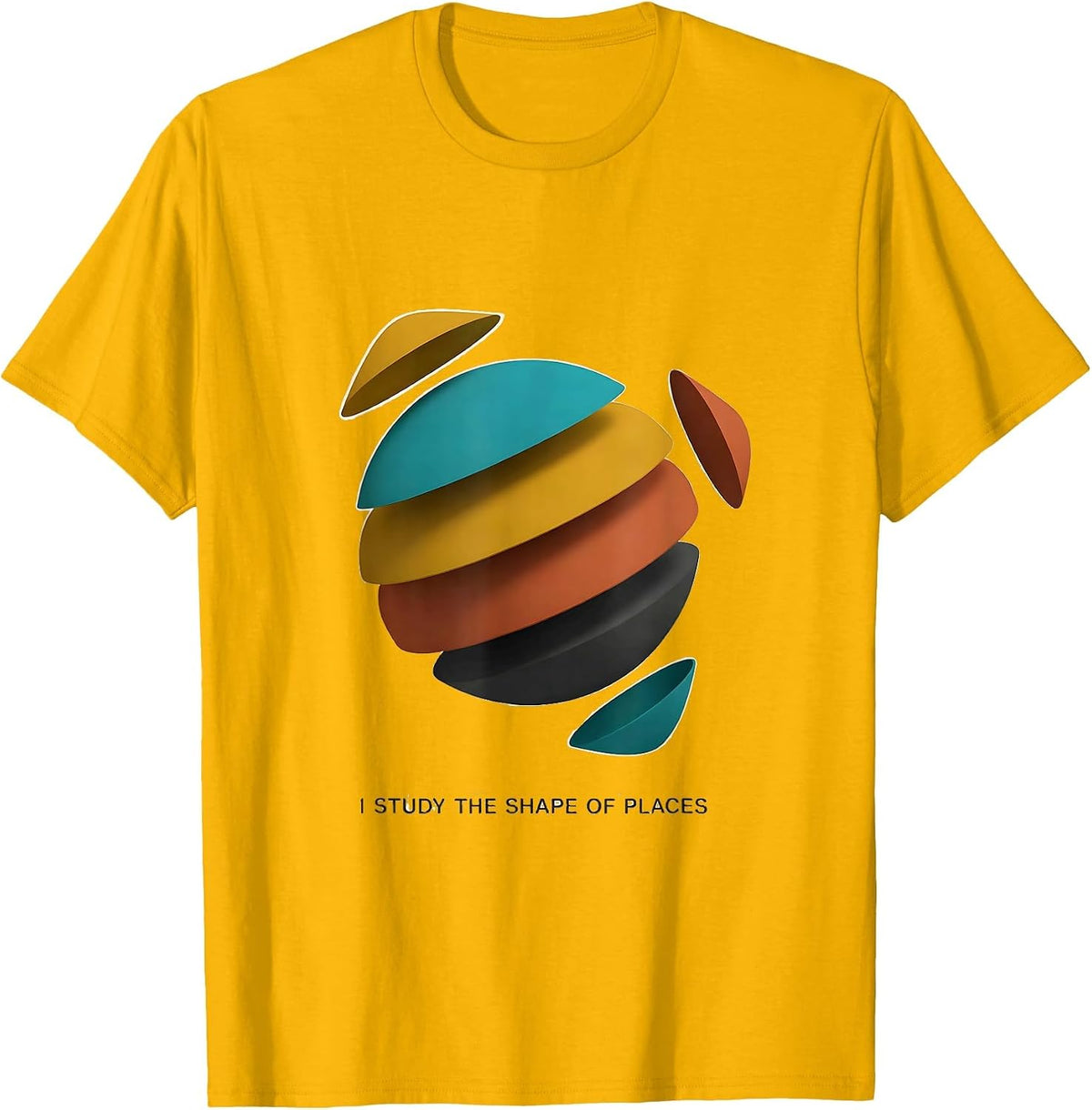 I Study The Shape Of Places Midcentury Modern Geography T-Shirt - Golden Yellow