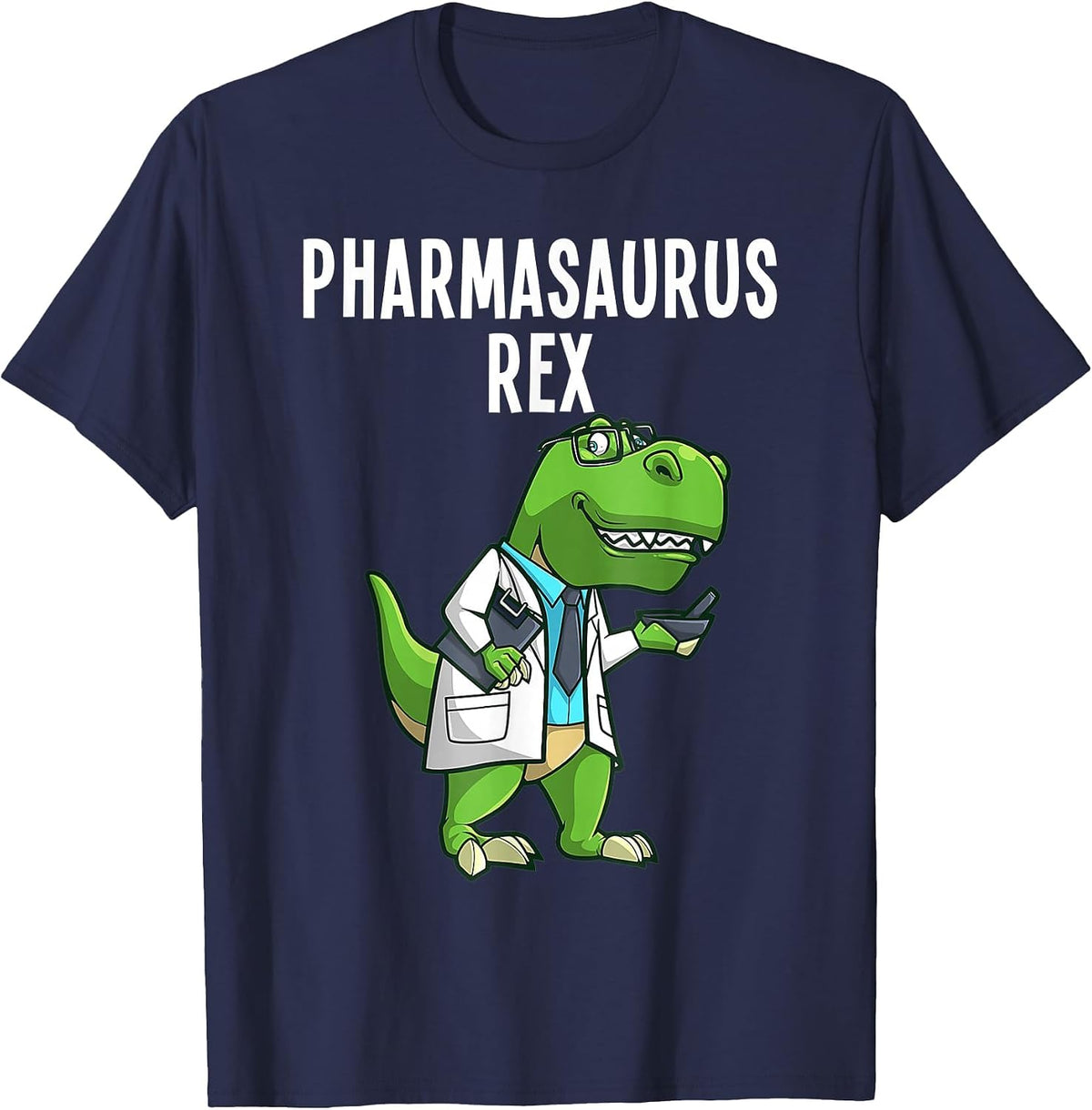 Pharmasaurus Rex Shirt Pharmacy Dinosaur Pharmacists Lover T-Shirt - Navy Blue