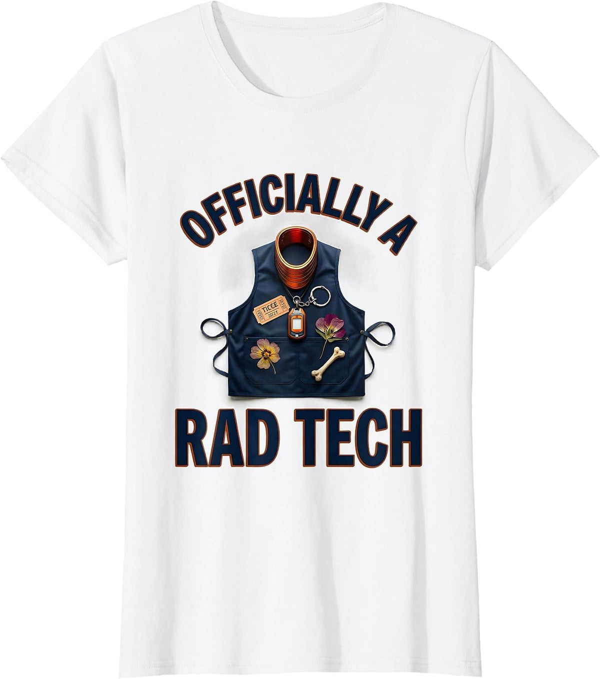 Women's Officially A Rad Tech Funny Radiologic Technologist X-Ray CT T-Shirt - White