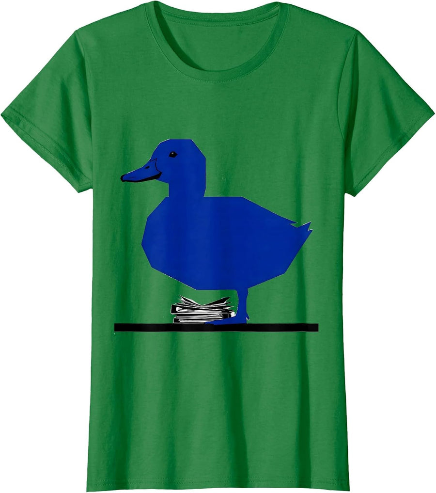 Women's Geometric Duck Silhouette Funny Duck Lover Novelty T-Shirt - Kelly Green