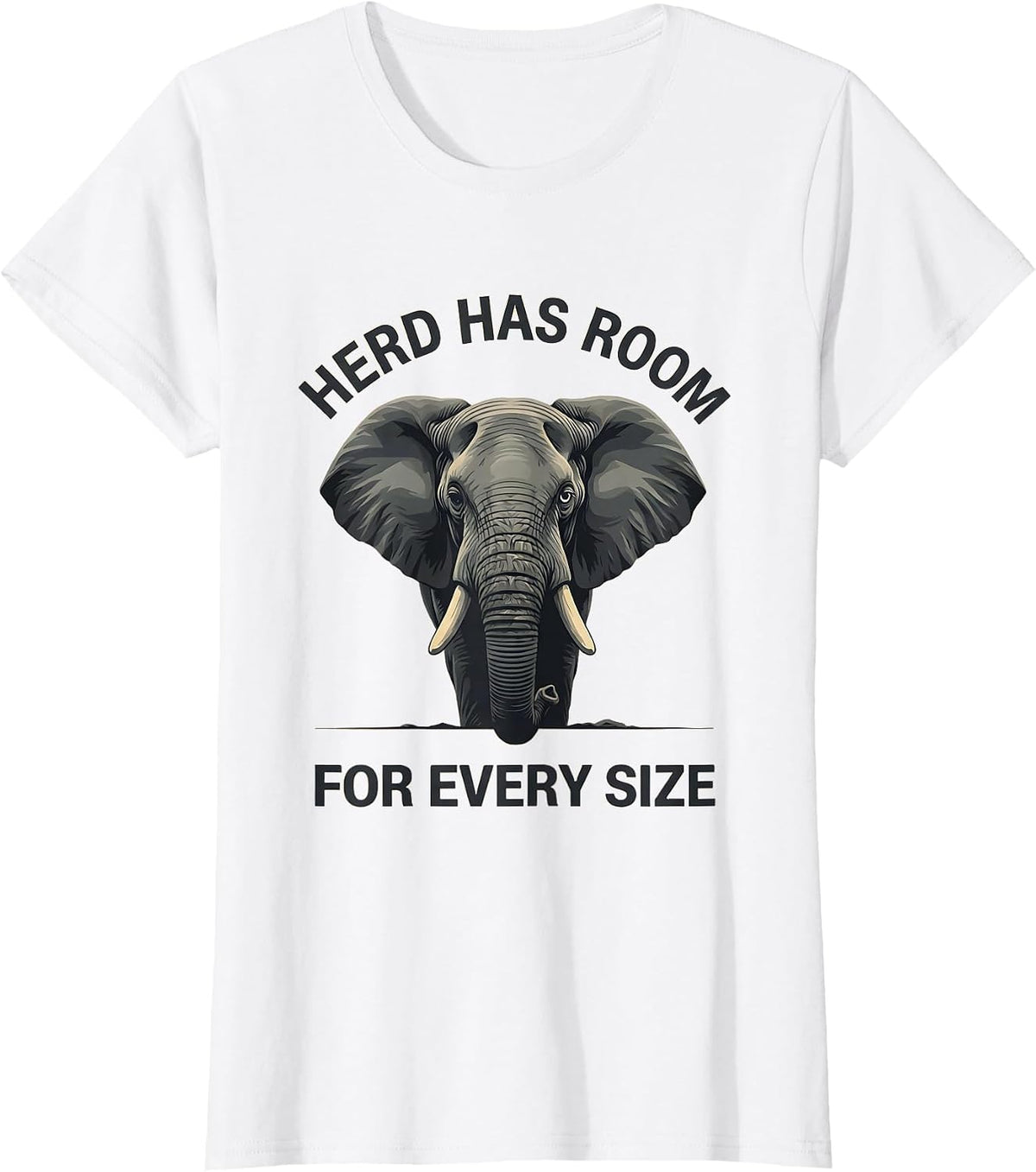 Women's Herd Has Room For Every Size Whimsical Elephant Lover Animal T-Shirt - White