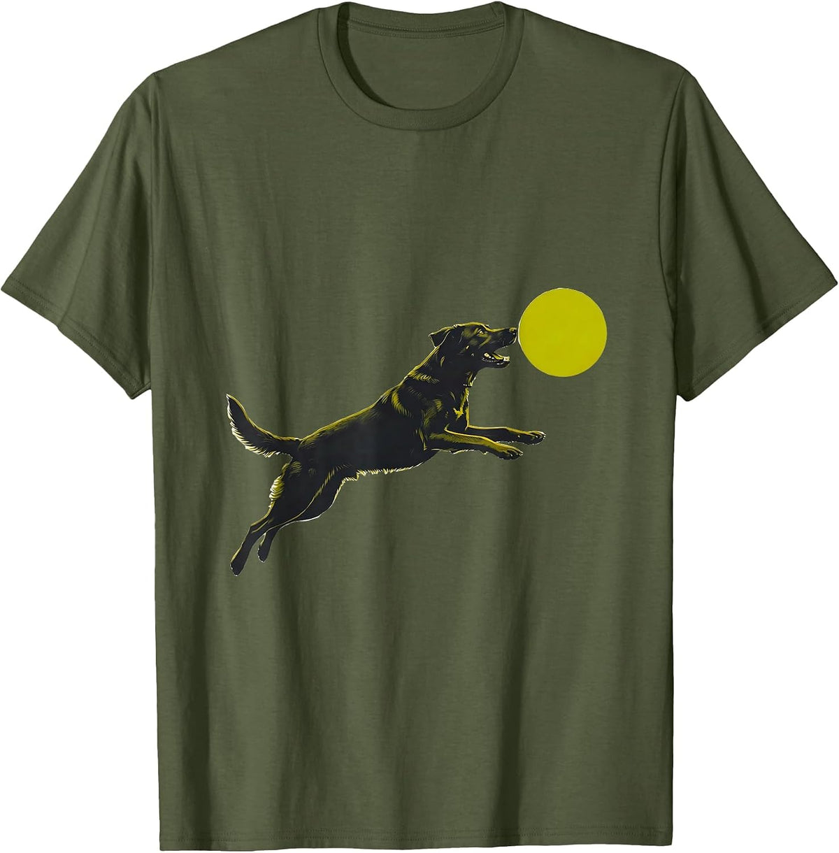 Dog Chasing Tennis Ball Funny Tennis Lover Gift T-Shirt - Olive Green