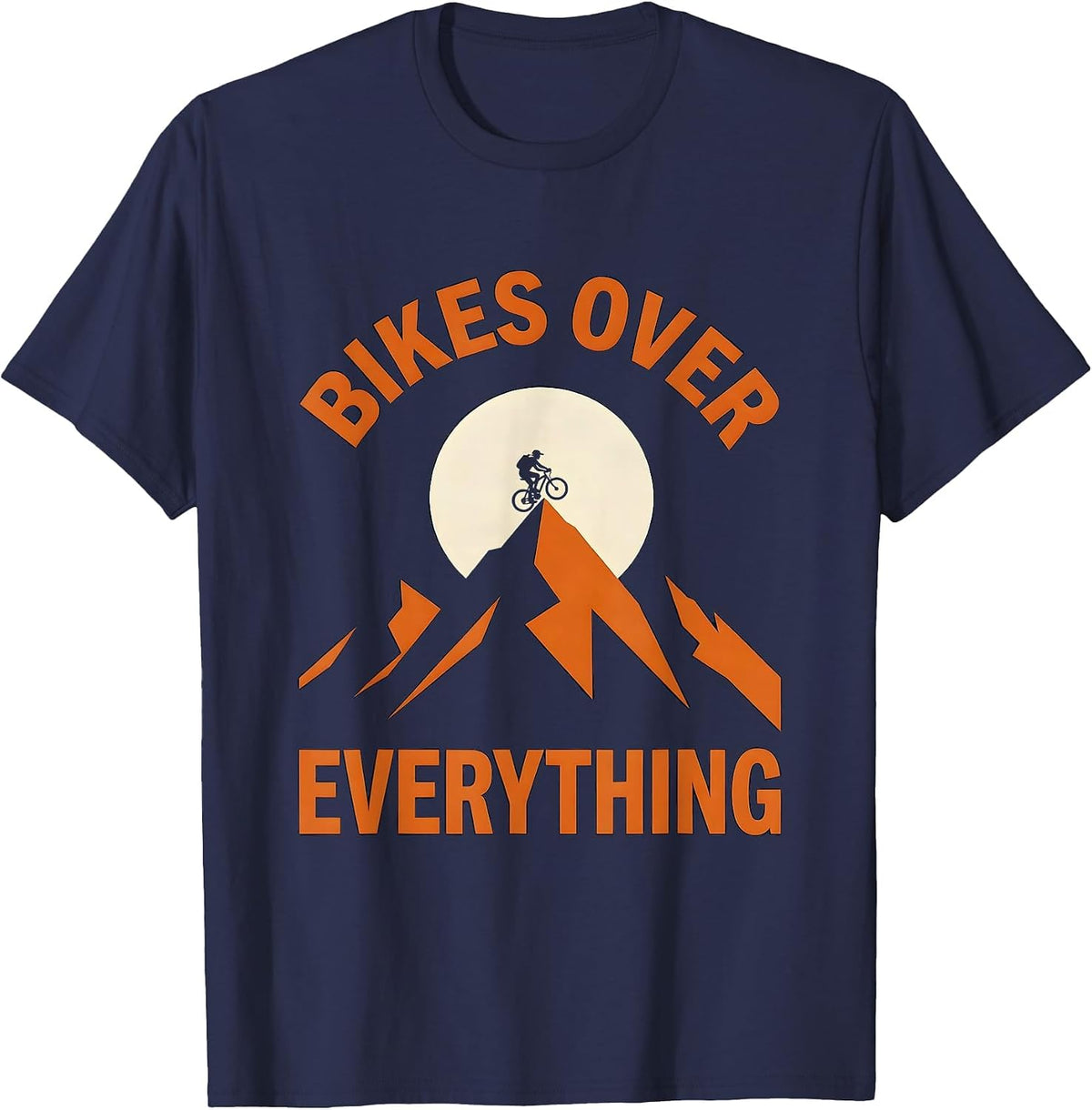 Men's Bikes Over Everything Cycling Enthusiast Design T-Shirt - Navy Blue