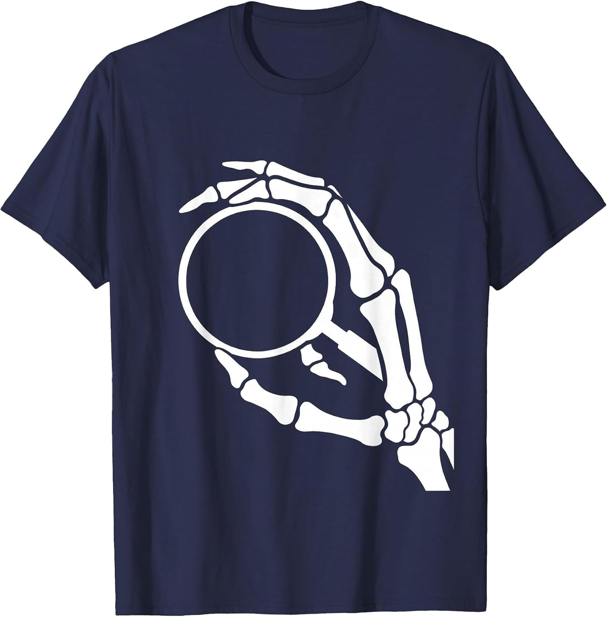 Men's Hand Skeleton Magnifying Glass Radiology Art T-Shirt - Navy Blue