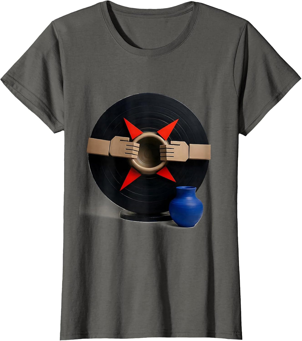 Women's Pottery Wheel Throwing Deadpan Humor Ceramic Artist Gift T-Shirt - Asphalt Grey