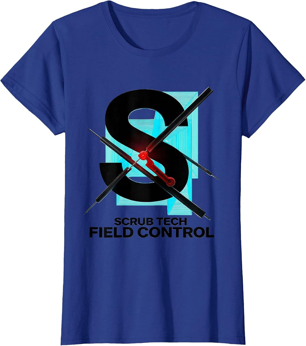 Women's Scrub Tech Field Control New Wave Typography Surgical Tech T-Shirt - Royal Blue