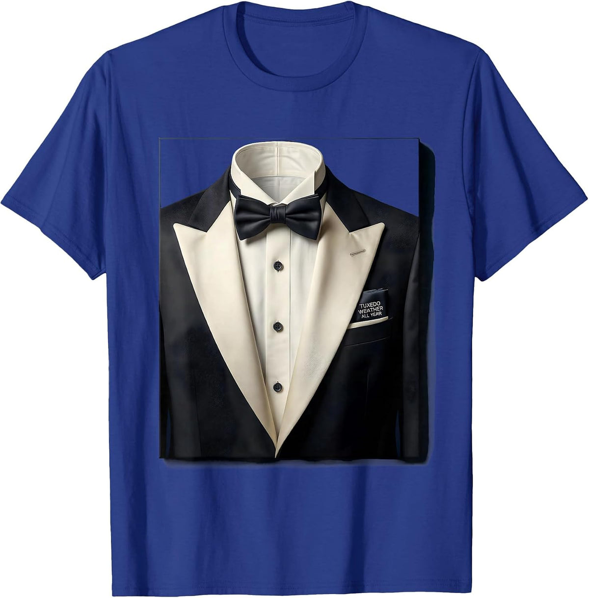 Men's Tuxedo Weather All Year Formal Style Design T-Shirt - Royal Blue