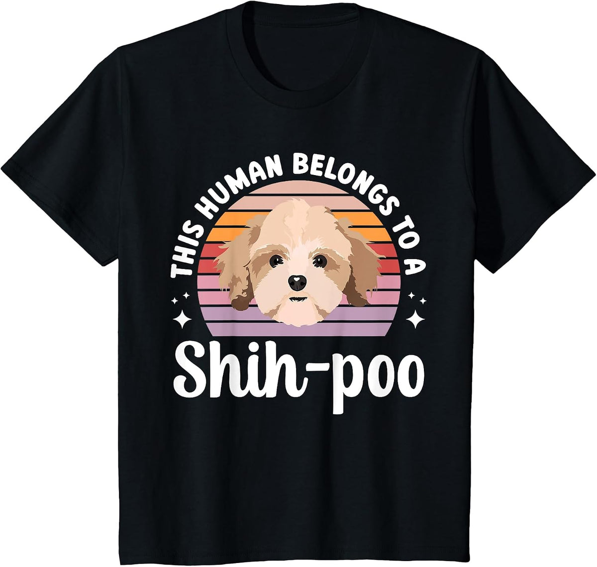 This Human Belongs to A Shih-Poo Owner Shih-Poo Lover T-Shirt - Black