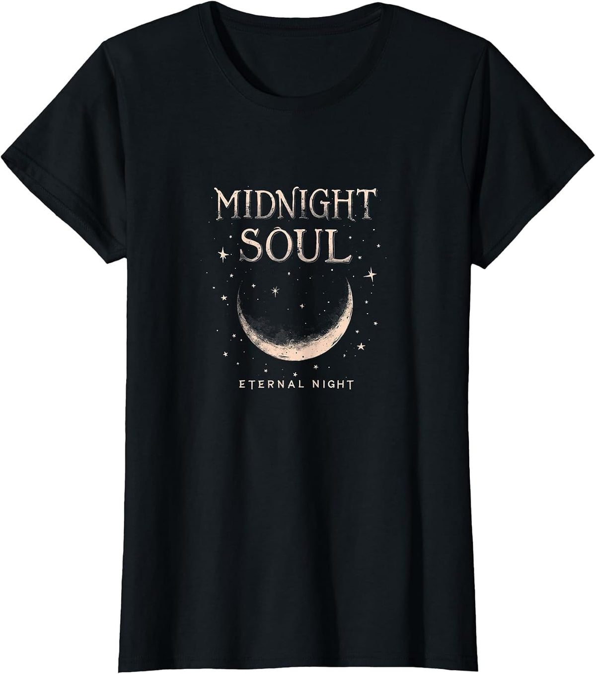 Midnight Soul Eternal Night Emo Gothic Design T-Shirt - Black