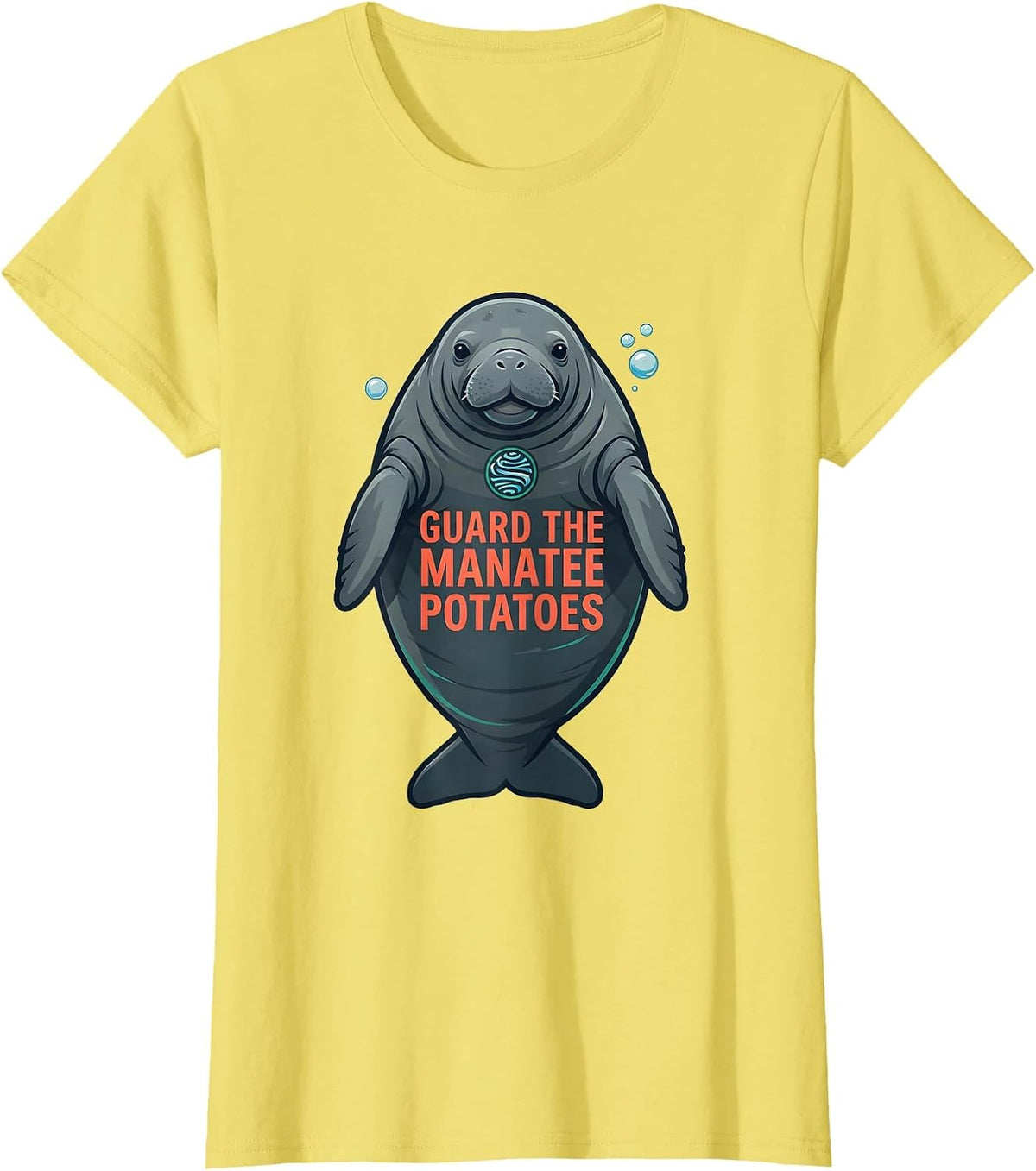 Women's Guard The Manatee Potatoes Funny Manatee Lover Crystal River T-Shirt - Lemon Yellow