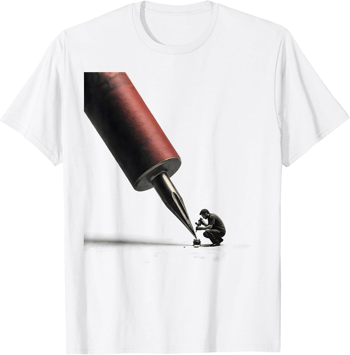 Men's Oversized Tattoo Needle Cartridge Minimalist Tattoo Artist T-Shirt - White
