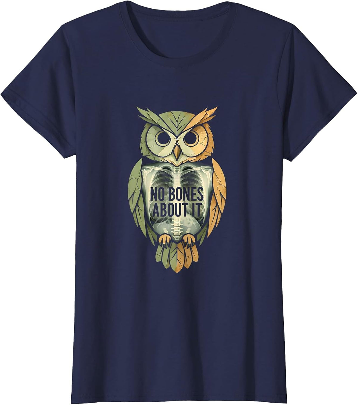 Women's No Bones About It Radiology Humor Design T-Shirt - Navy Blue