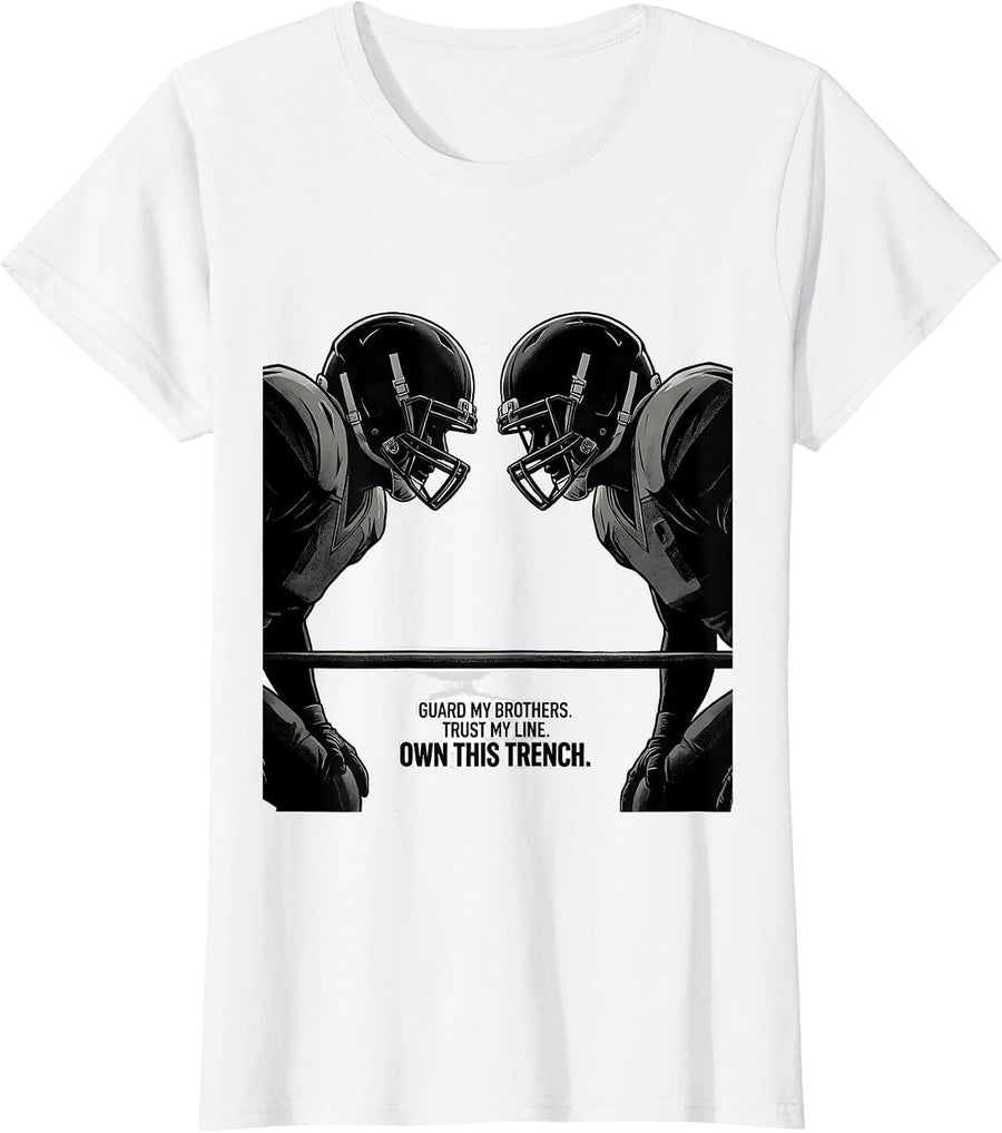 Women's Guard My Brothers Trust My Line Own This Trench Lineman T-Shirt - White