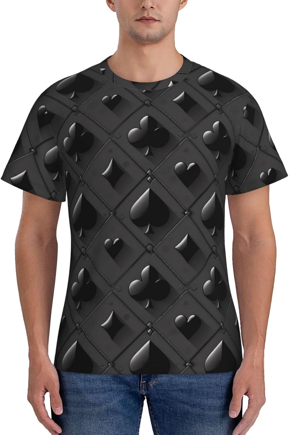 Black Poker for Mens Short Sleeve T-Shirts - As Pictured