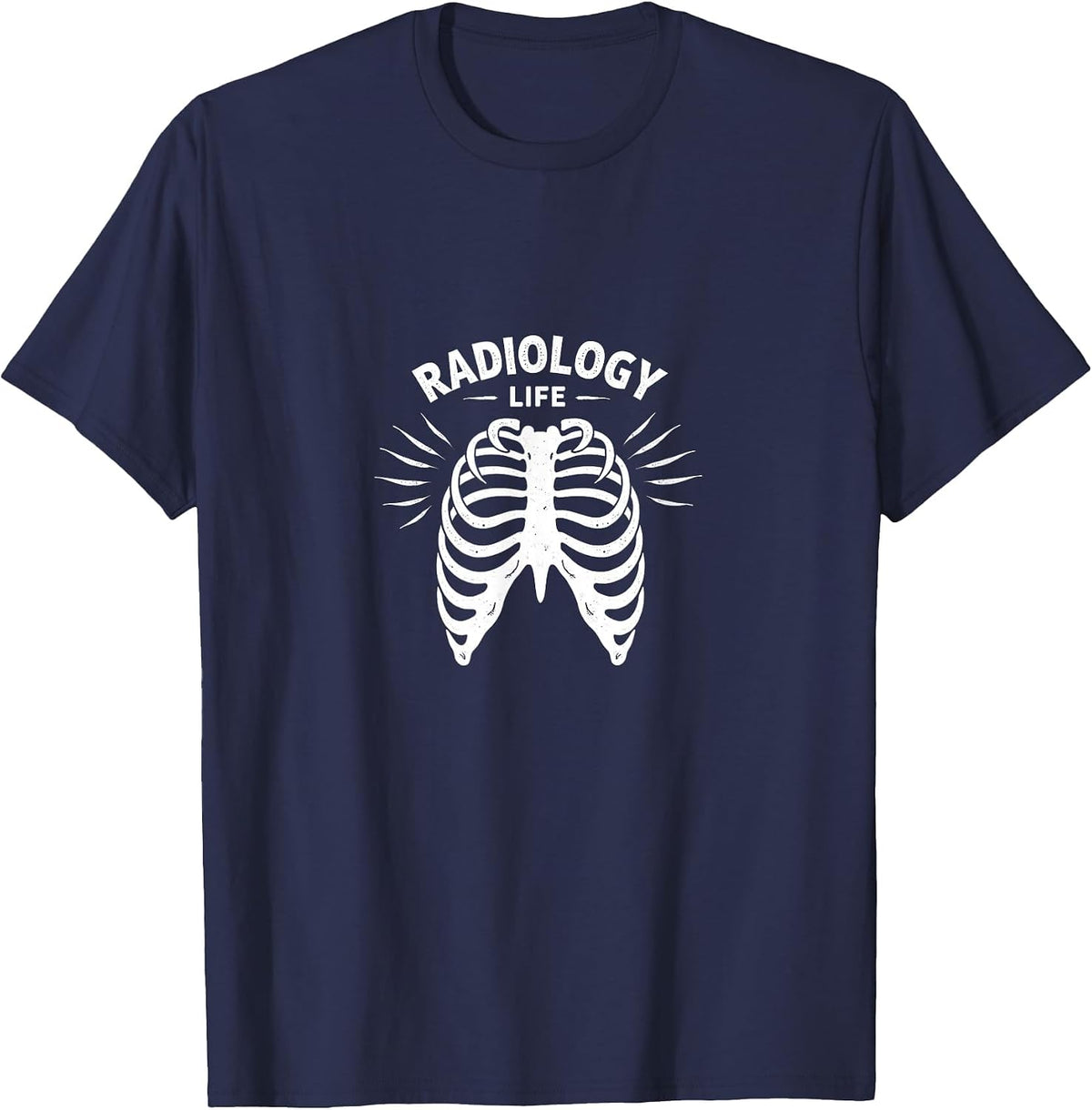 Radiology Life: X-Ray Ribcage for Medical Professionals T-Shirt - Navy Blue