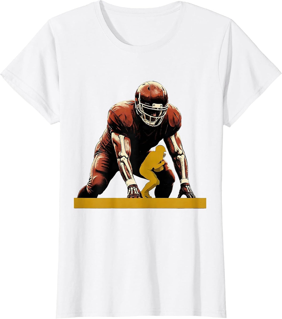 Women's Lineman Blocking Mass Football Player Humor T-Shirt - White