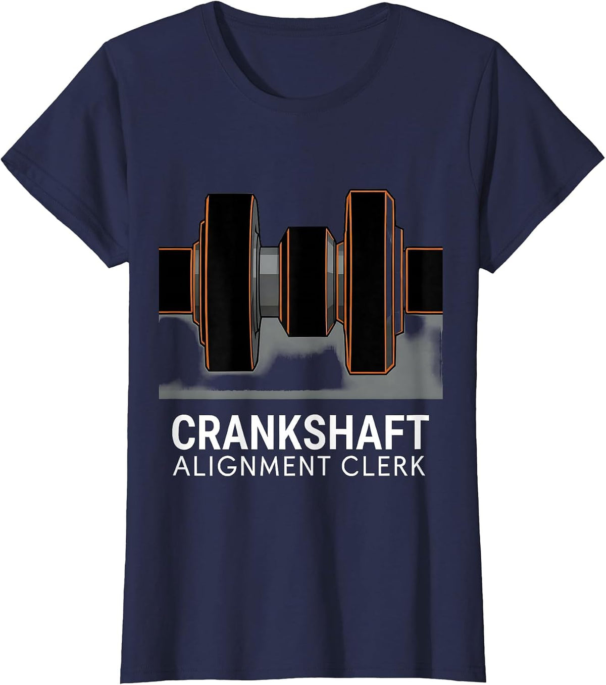 Women's Crankshaft Alignment Clerk Brutalist Car Guy Mechanic T-Shirt - Navy Blue
