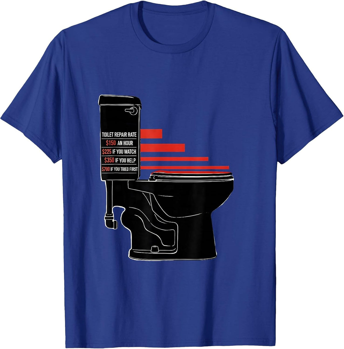Men's Funny Plumber Hourly Rate Trade Humor T-Shirt - Royal Blue