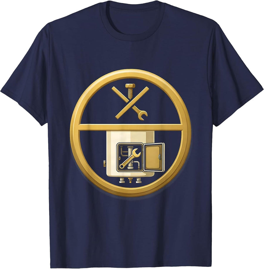 Sealed Plumbing Badge Funny Plumber Dad Joke Gift T-Shirt - Navy Blue