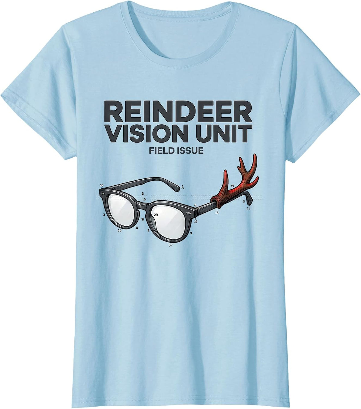 Women's Reindeer Vision Unit, Field Issue Funny Optometrist T-Shirt - Baby Blue