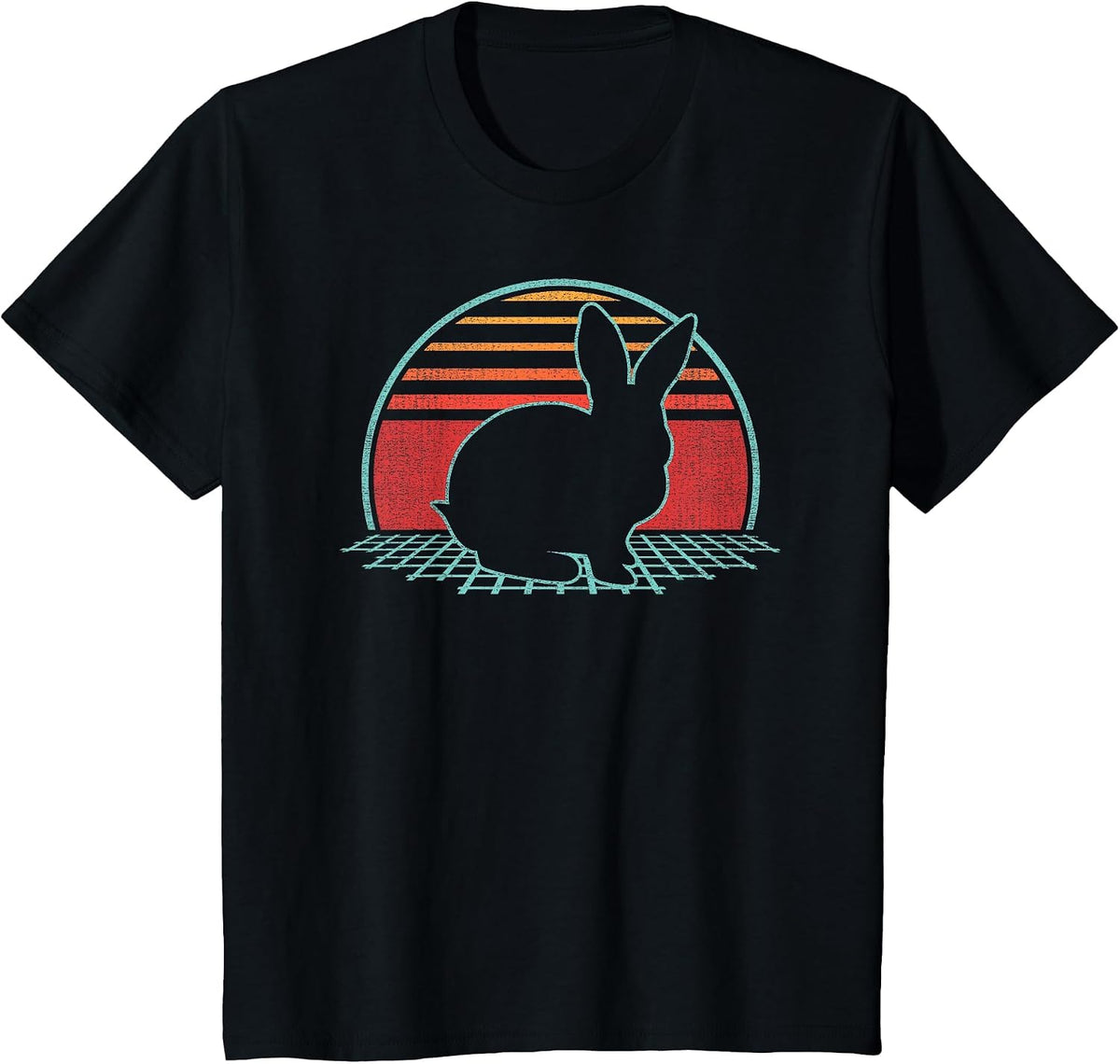 Rabbit Bunny Lover Farmer Animal Retro Vintage 80s Style T-Shirt - Black