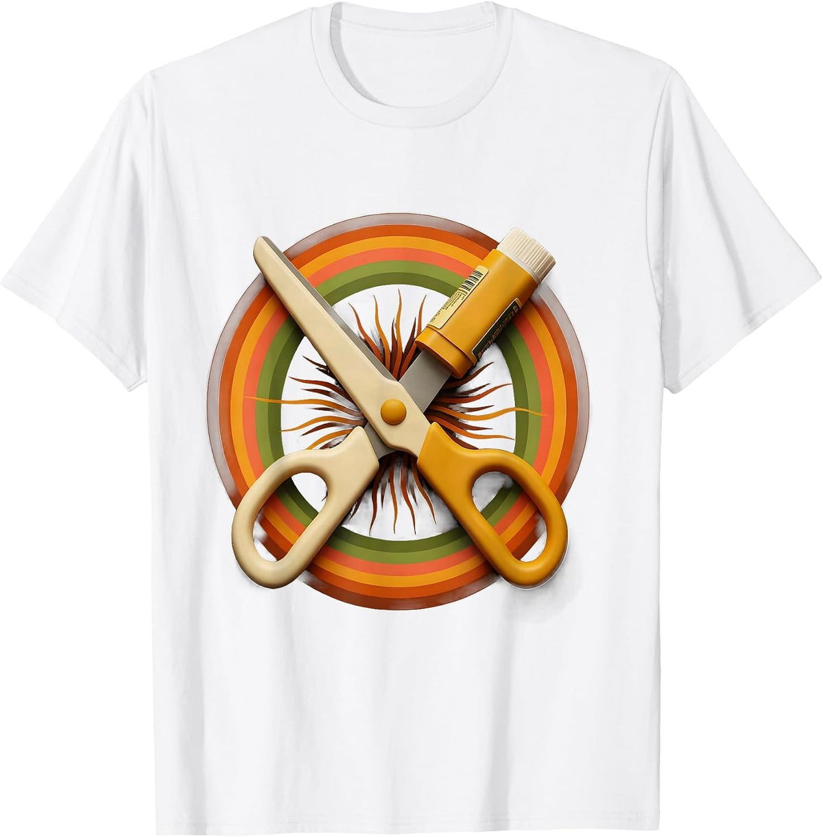 First Grade Teacher Scissors and Glue Graphic T-Shirt - White