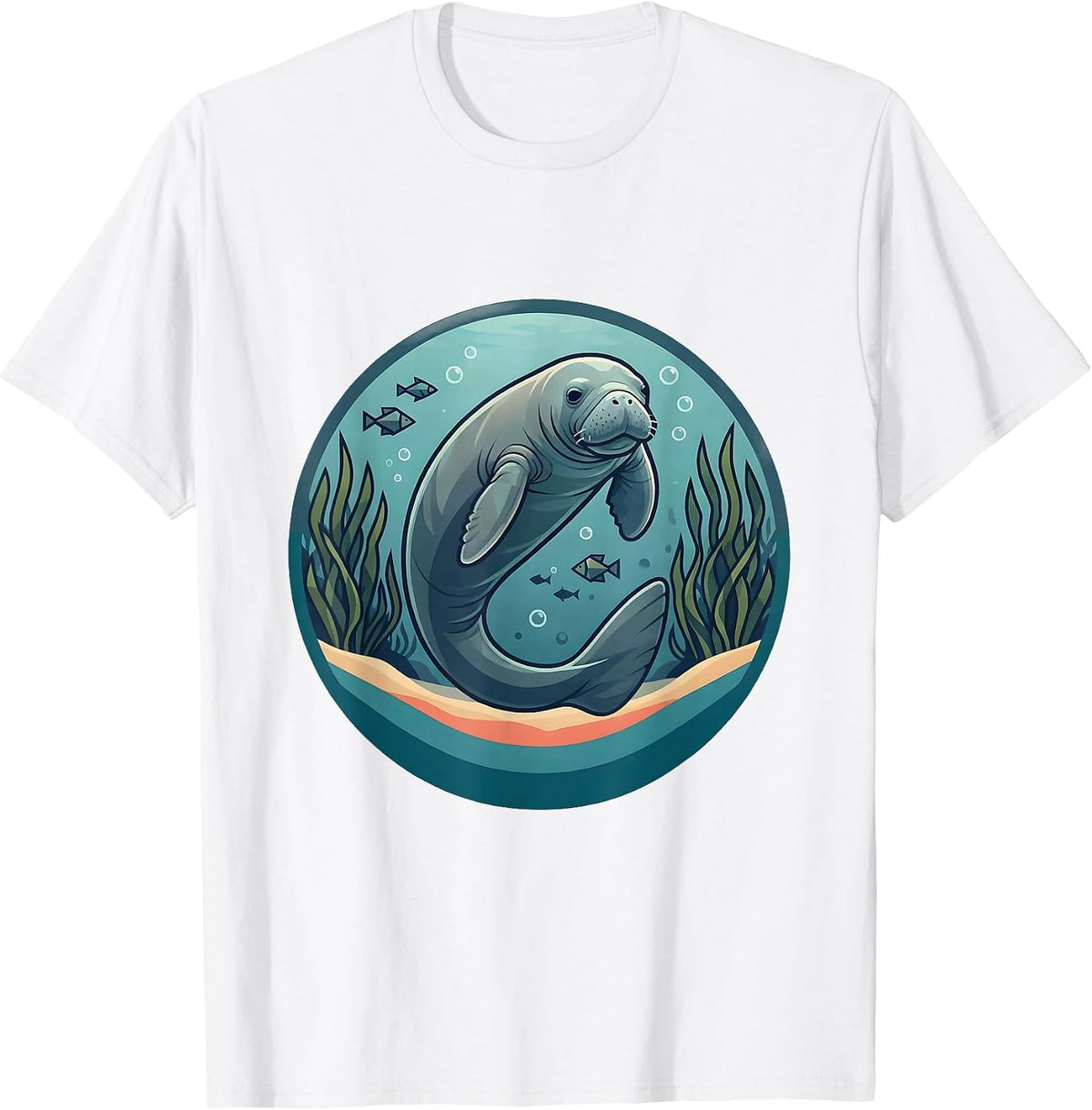 Men's Belize Manatee Seagrass Illustration T-Shirt - White