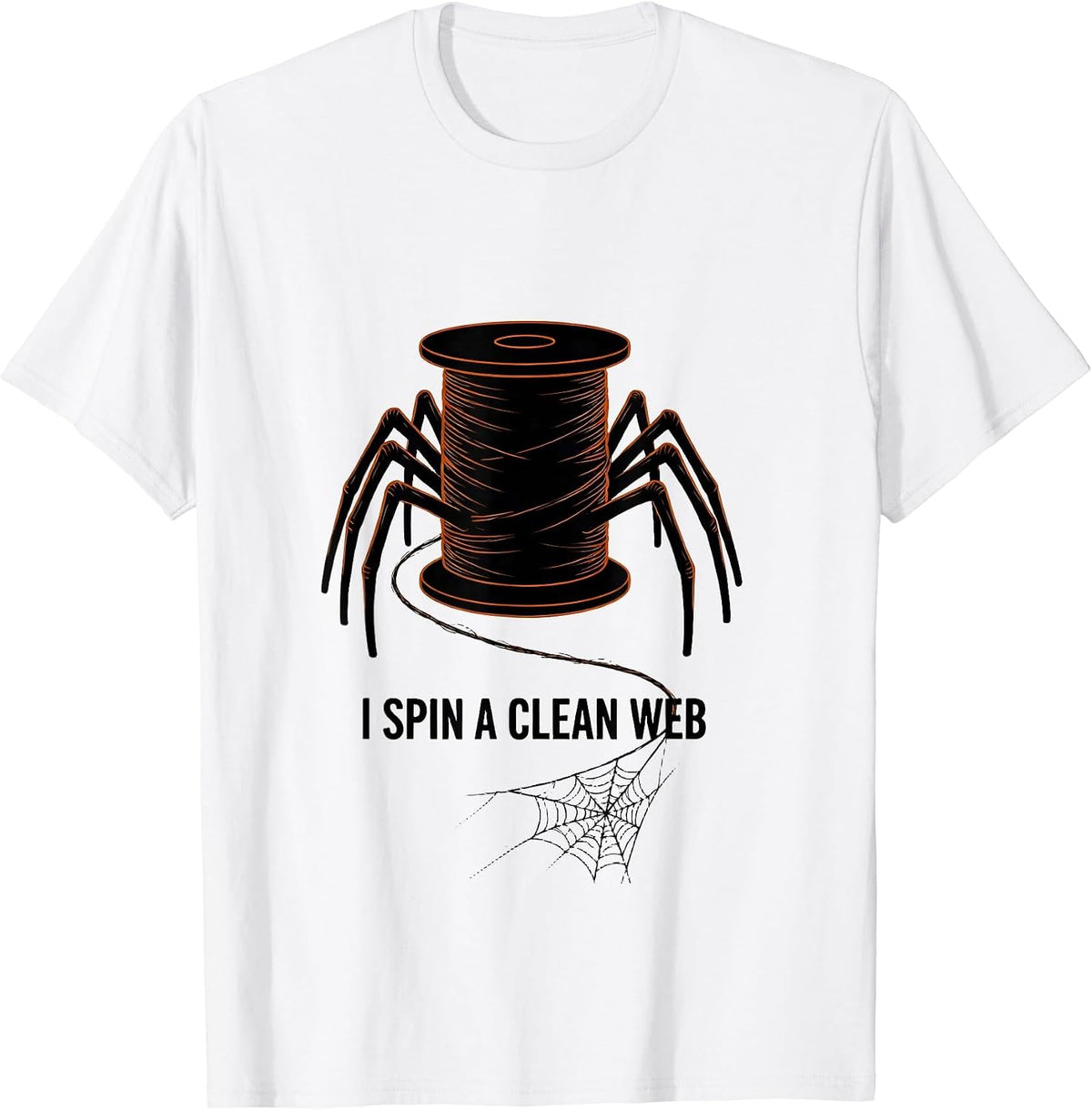 Men's I Spin A Clean Web Minimalist Halloween Dentist Dental Pun T-Shirt - White
