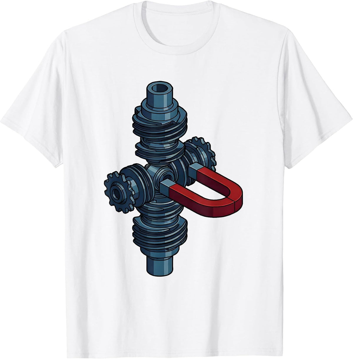 Men's Valley Forge Automotive Crankshaft Magnet Graphic T-Shirt - White