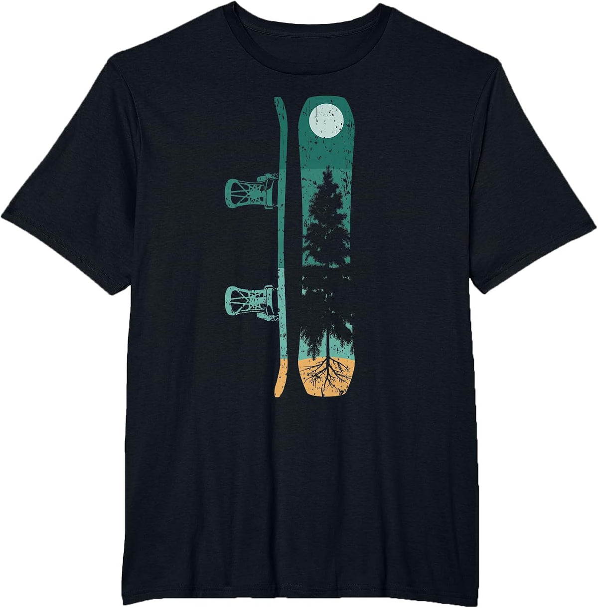 Pine Tree Snowboard Snowboarding T-Shirt - Black