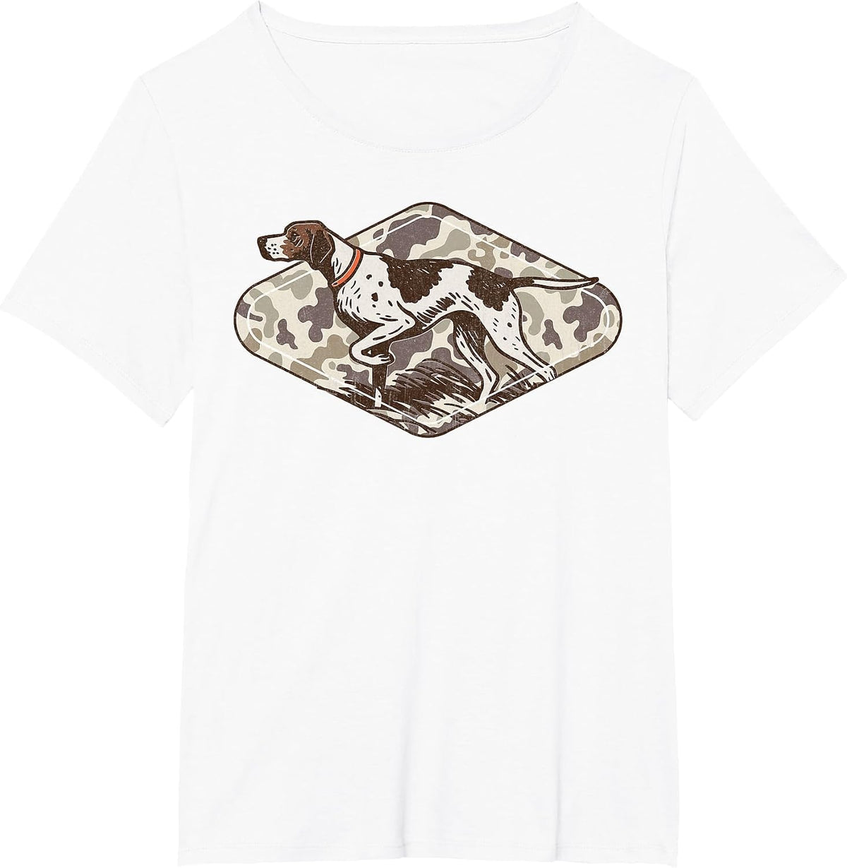 Vintage Bird Hunting Dog Pointer Fall Camo Duck Season T-Shirt - White