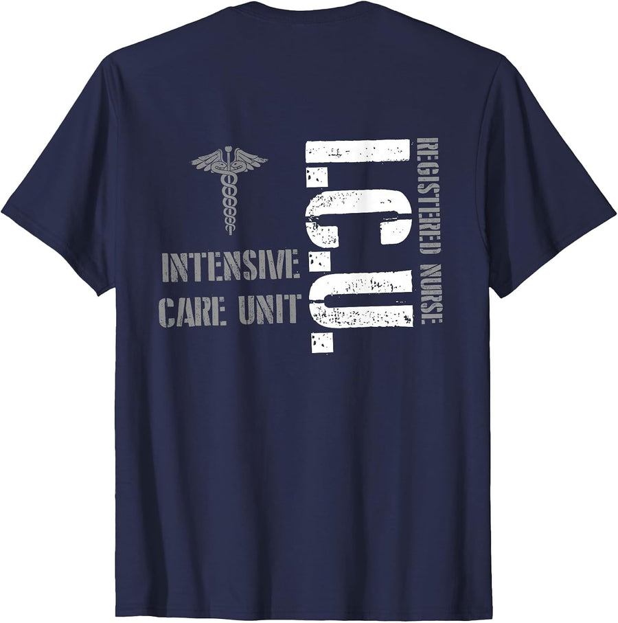 ICU Registered Nurse Intensive Care Unit RN Staff T-Shirt - Navy Blue