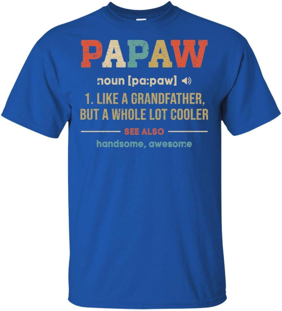 Yametee Men's Vintage Papaw Gifts Grandpa Definition Fathers Day Shirt Short Sleeve Tee - Royal