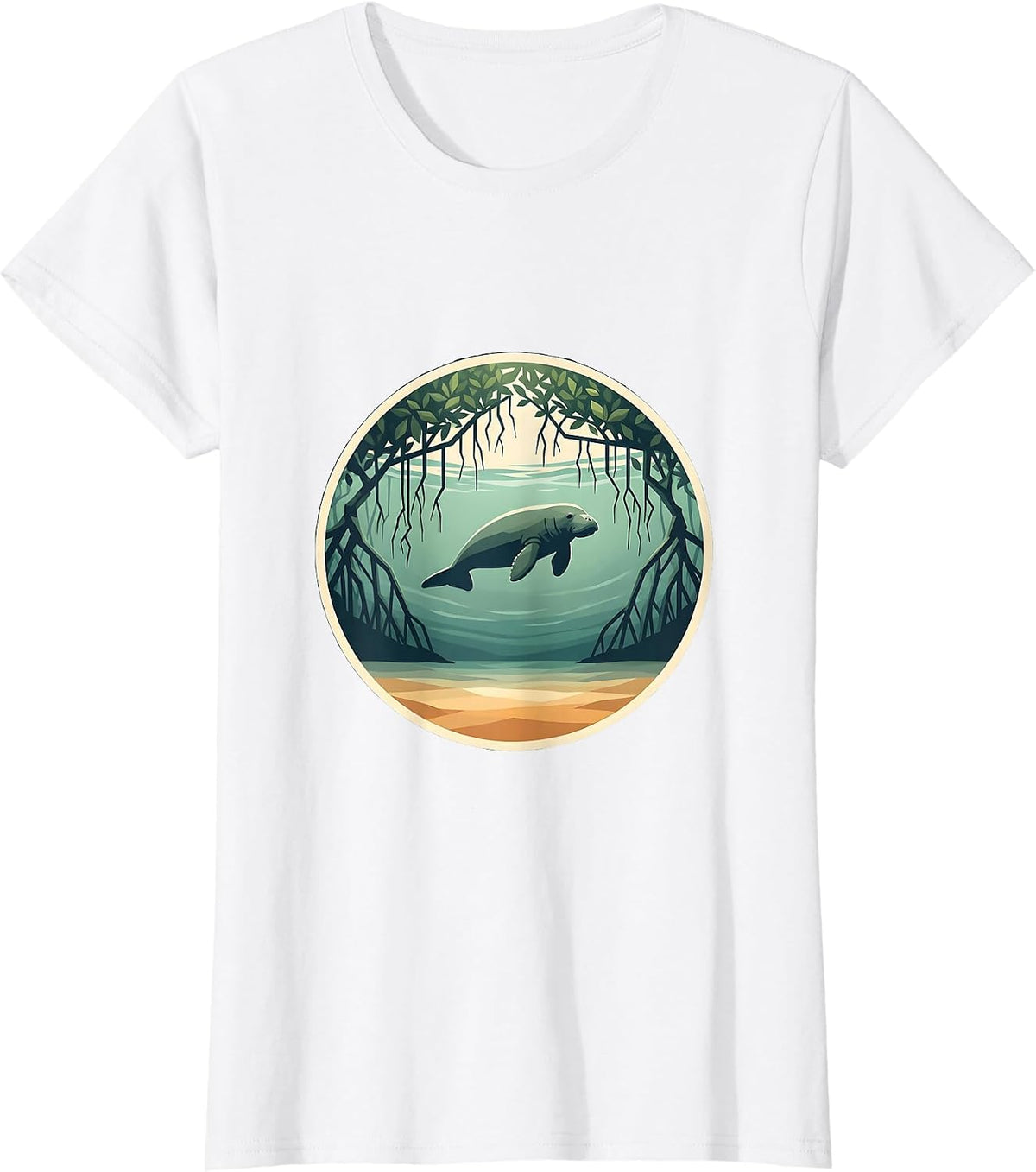 Gulf of America Manatee Mangrove Illustration T-Shirt - White