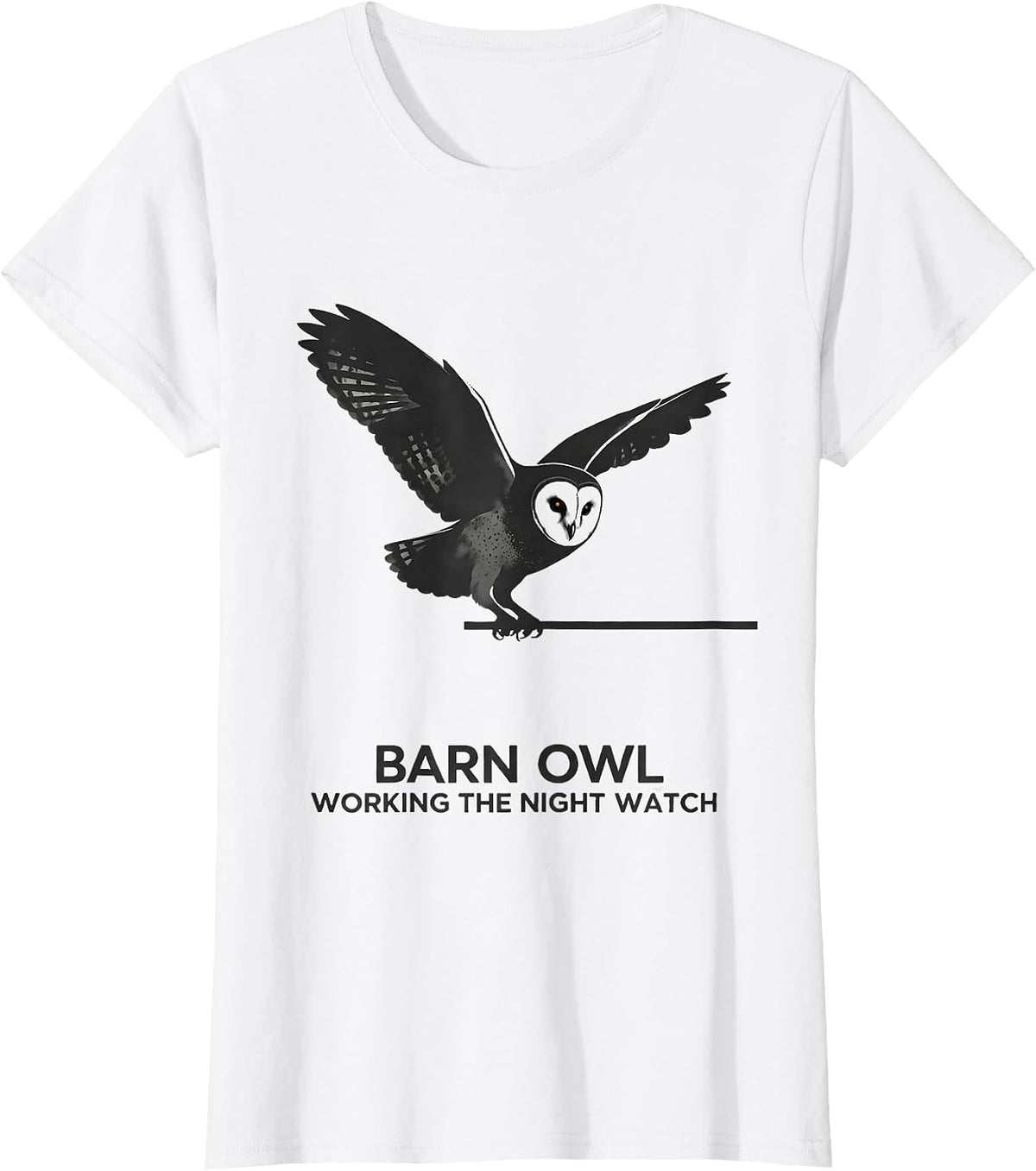 Barn Owl Working The Night Watch Minimalist Bird Lover Gift T-Shirt - White