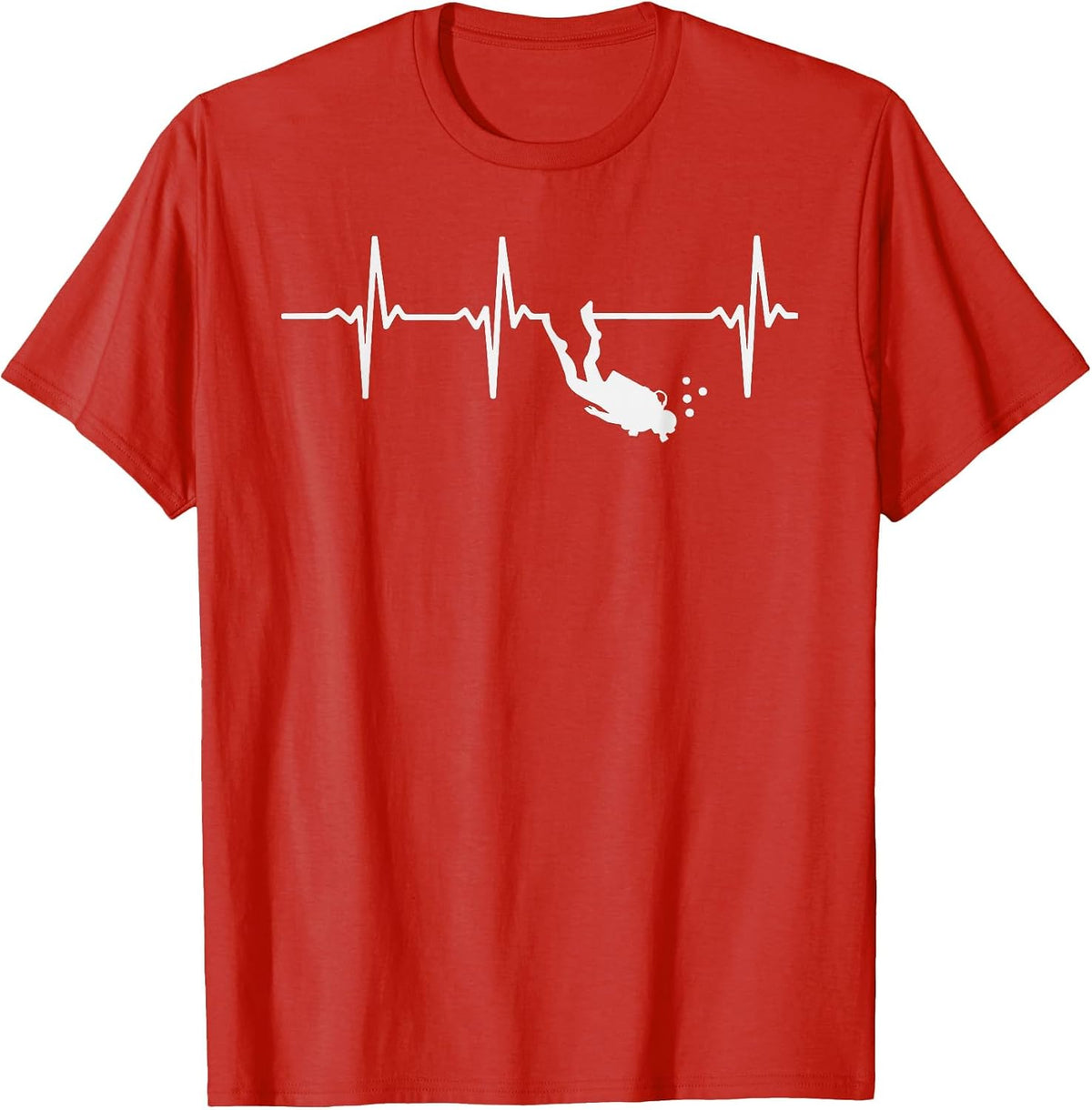 Scuba Diving Heartbeat Subtle Scuba Diver Men Women T-Shirt - Red