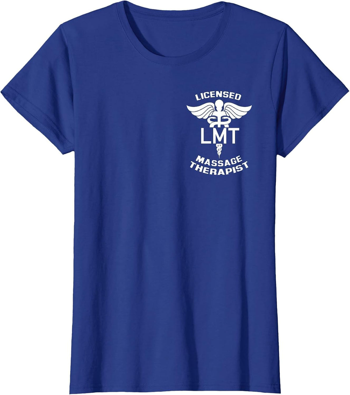 Licensed Massage Therapist Caduceus Symbol LMT Logo Graphic T-Shirt - Royal Blue