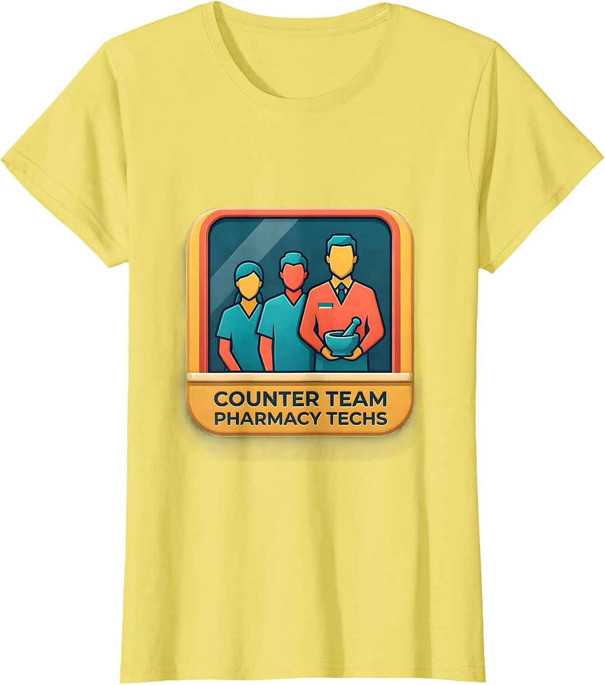 Women's Counter Team Pharmacy Techs Funny Pharmacy Tech Crew Gift T-Shirt - Lemon Yellow