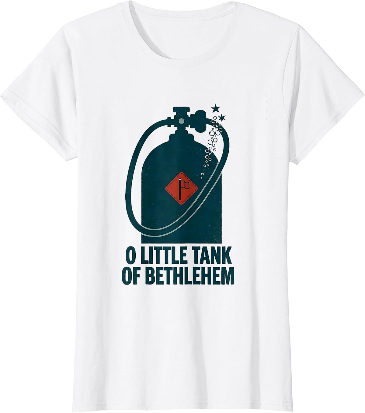 O Little Tank Of Bethlehem Funny Scuba Diver Gift Christmas T-Shirt - White