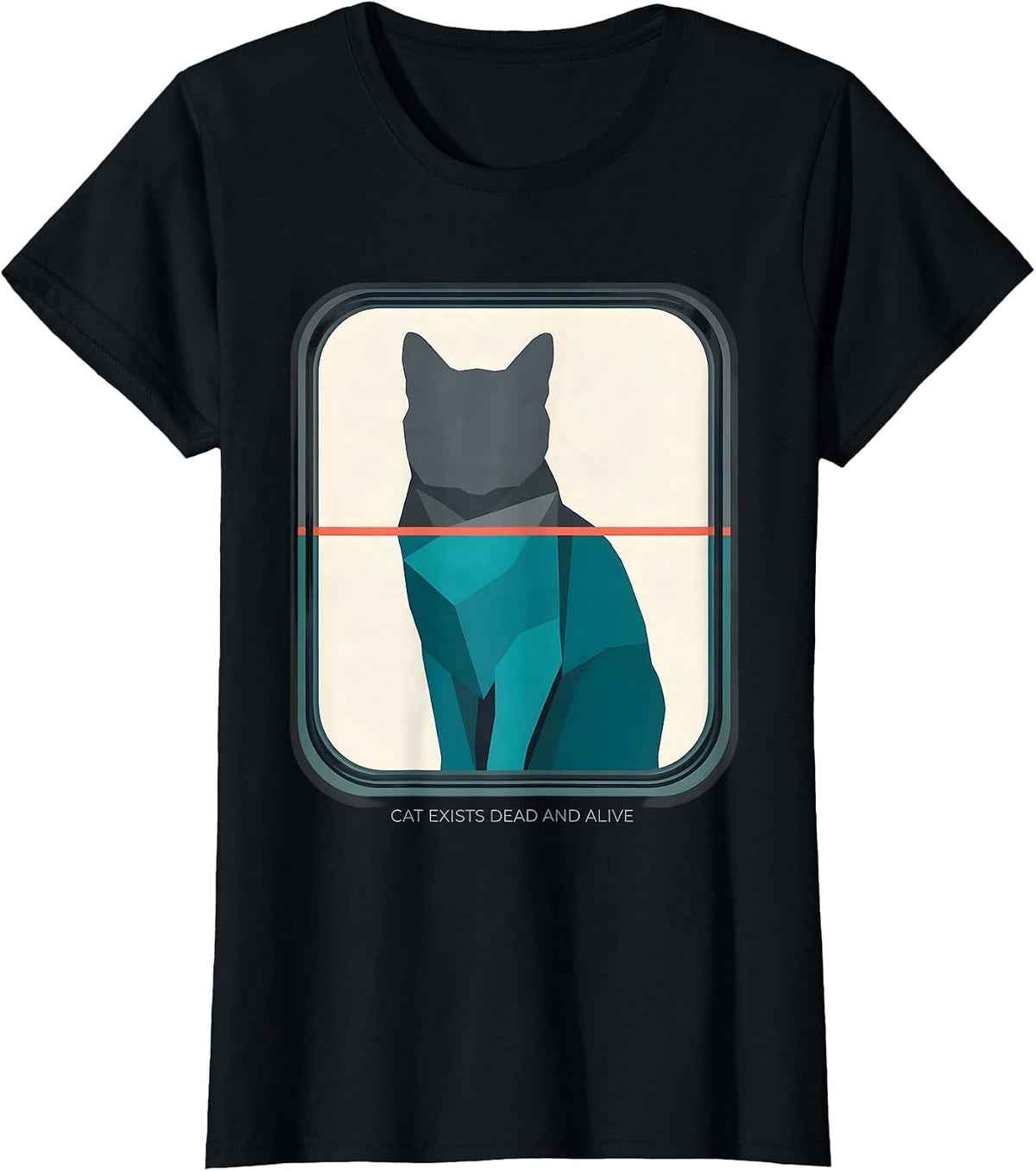 Cat Exists Dead And Alive Funny Quantum Physics Humor T-Shirt - Black