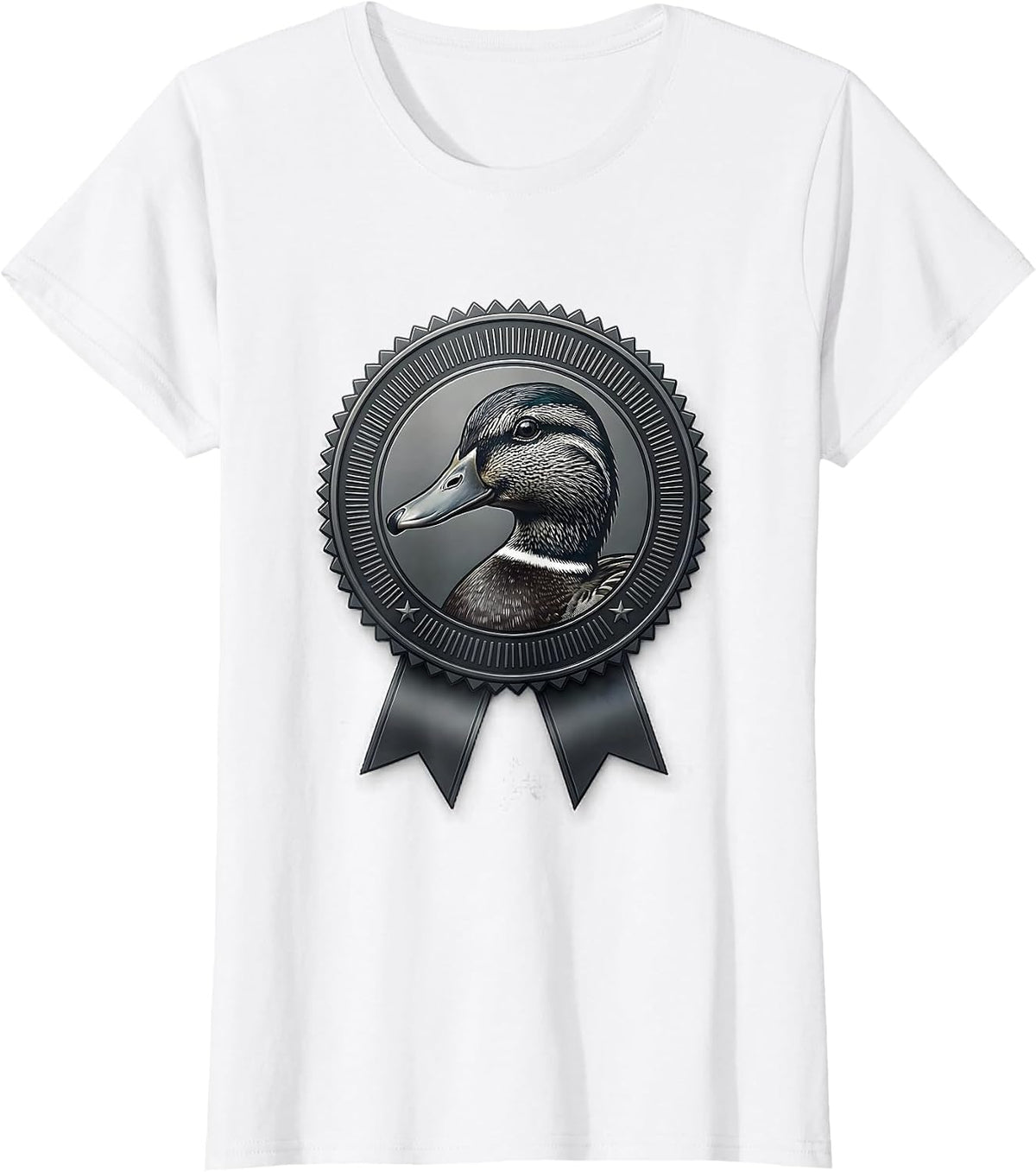 Pressed Seal Mallard Duck Hunter Badge Humor Gift T-Shirt - White