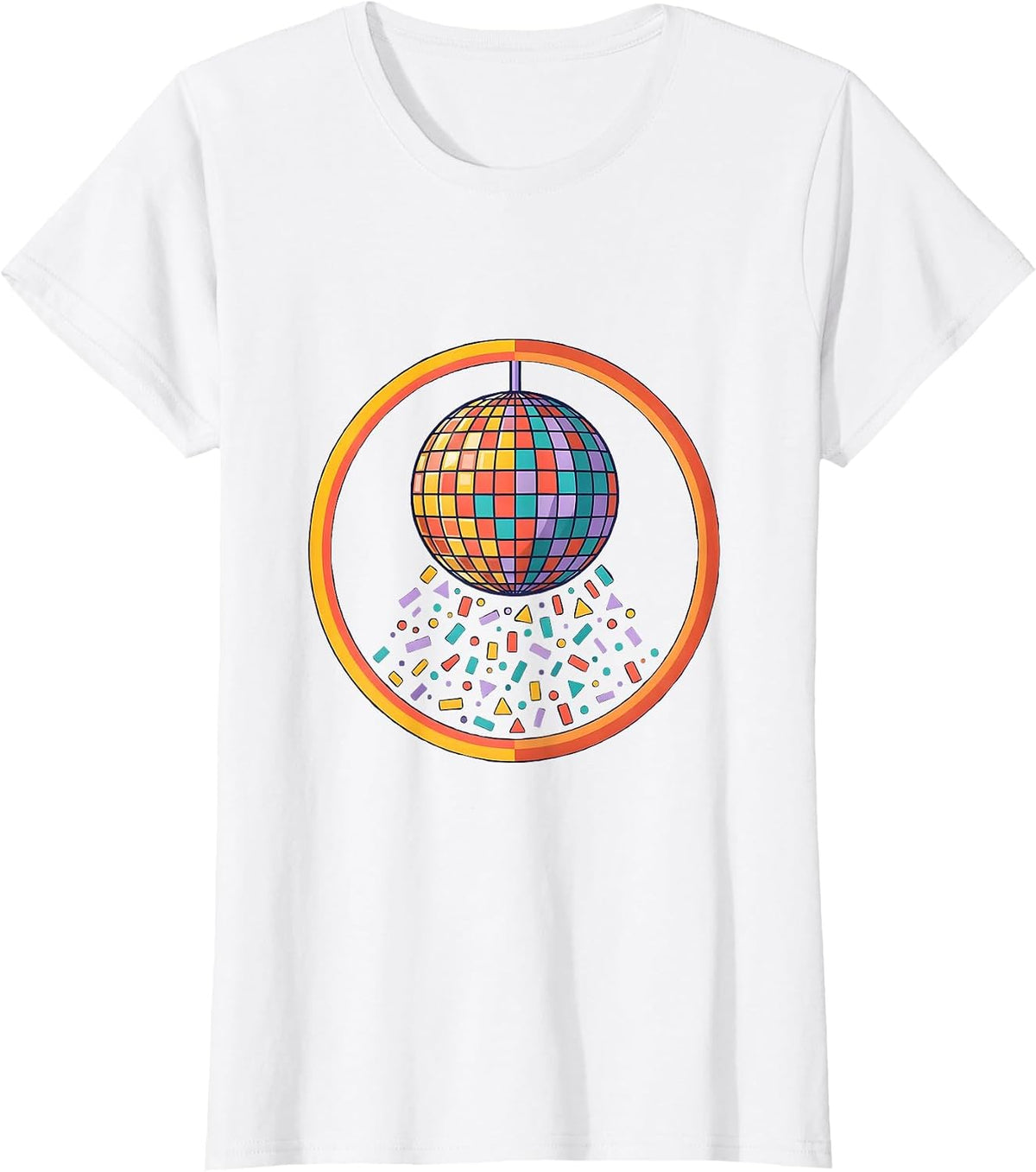 Women's I Am A Delight Glowing Disco Ball Confetti T-Shirt - White