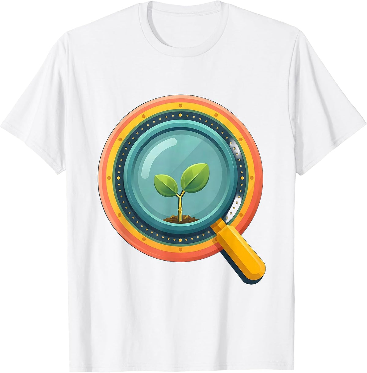 Men's First Grade Teacher Magnifying Glass Seedling T-Shirt - White