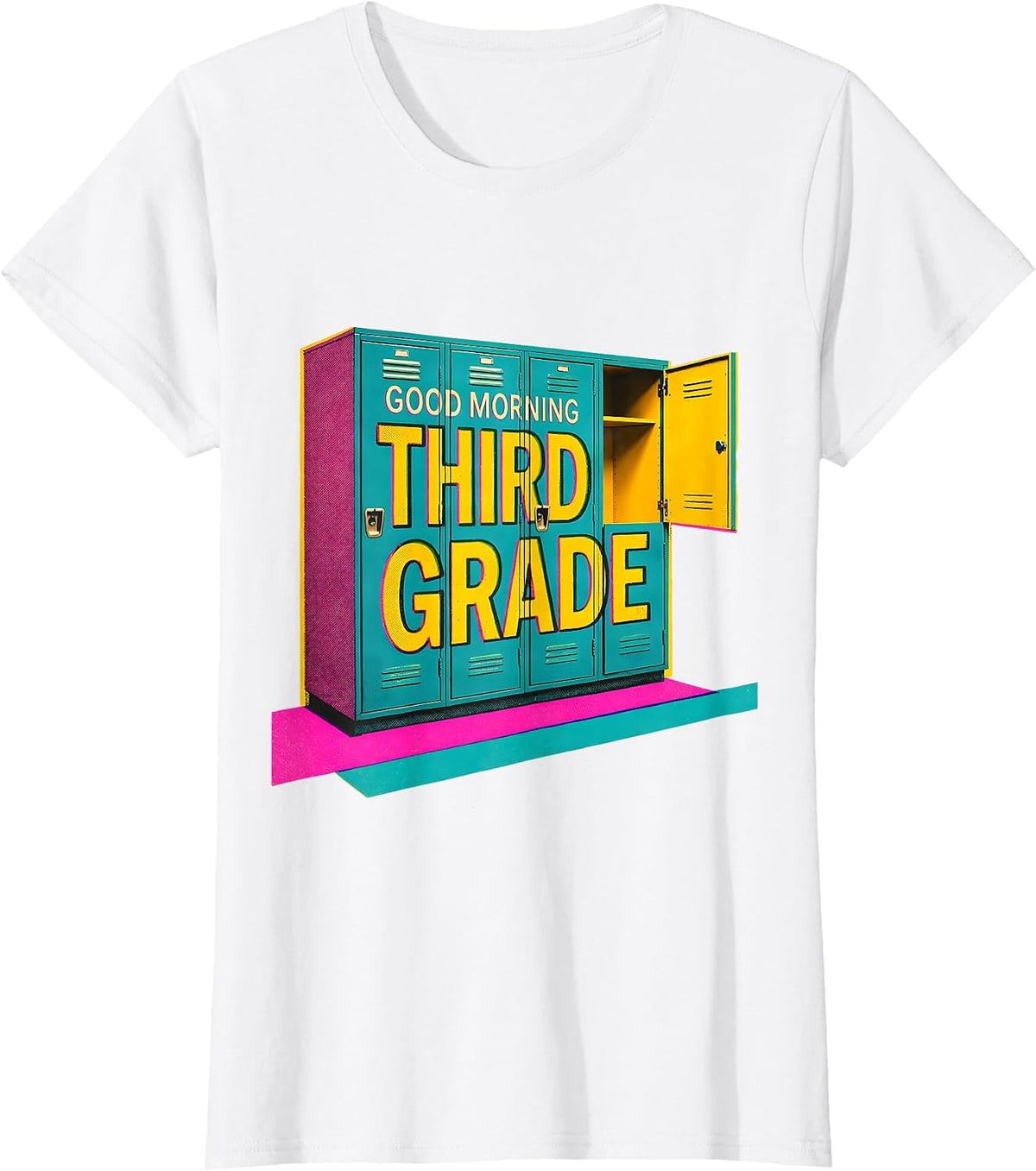 Good Morning Third Grade Risograph Back To School Teacher T-Shirt - White